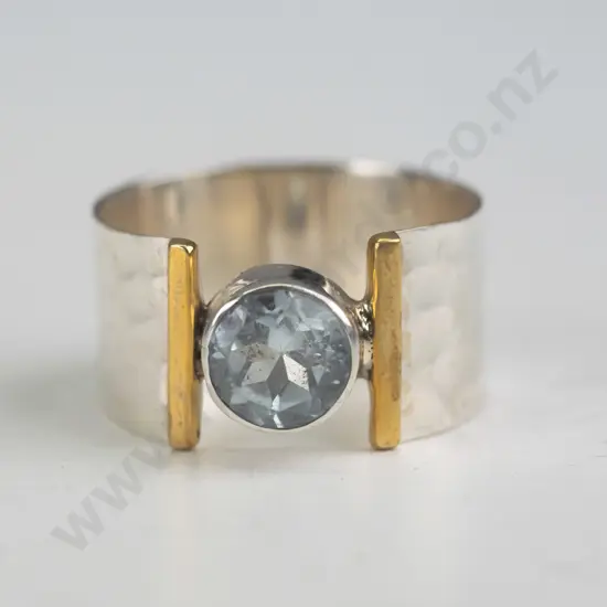silver ring with light blue stone stamped 925