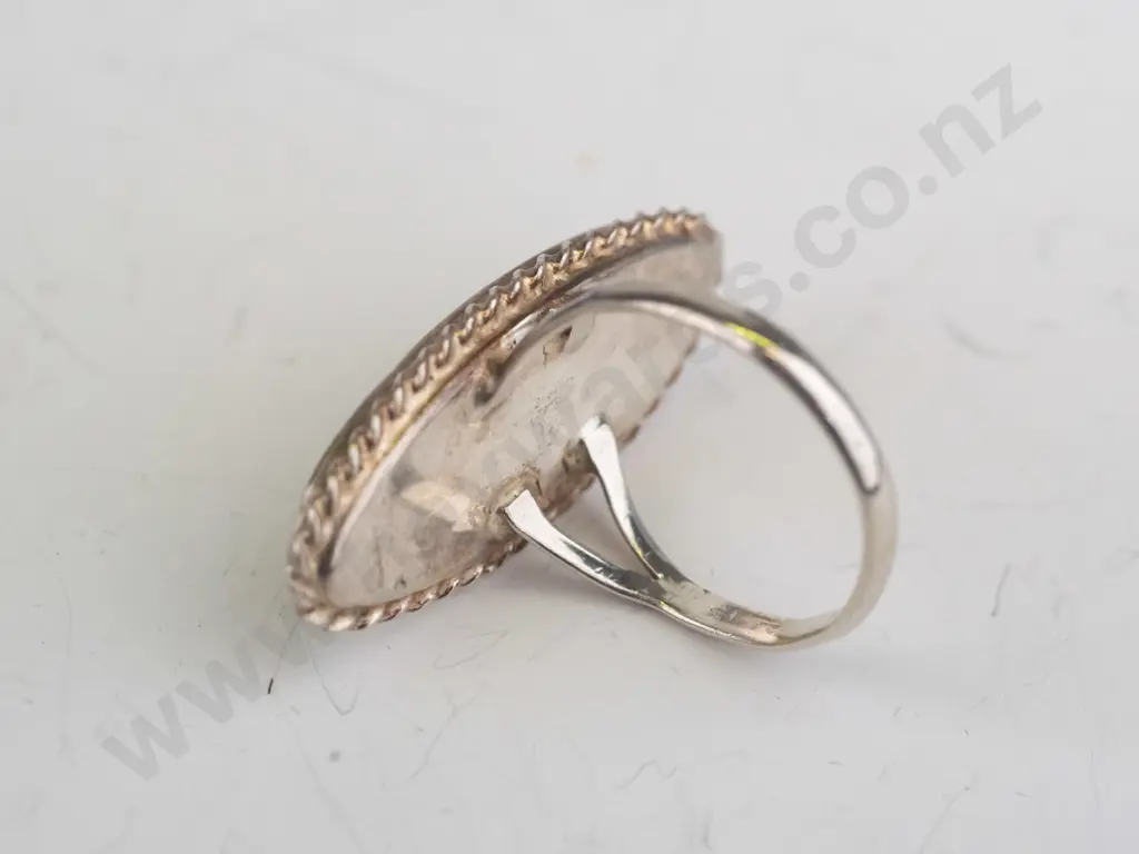 silver paua shell ring stamped stg Image 1++