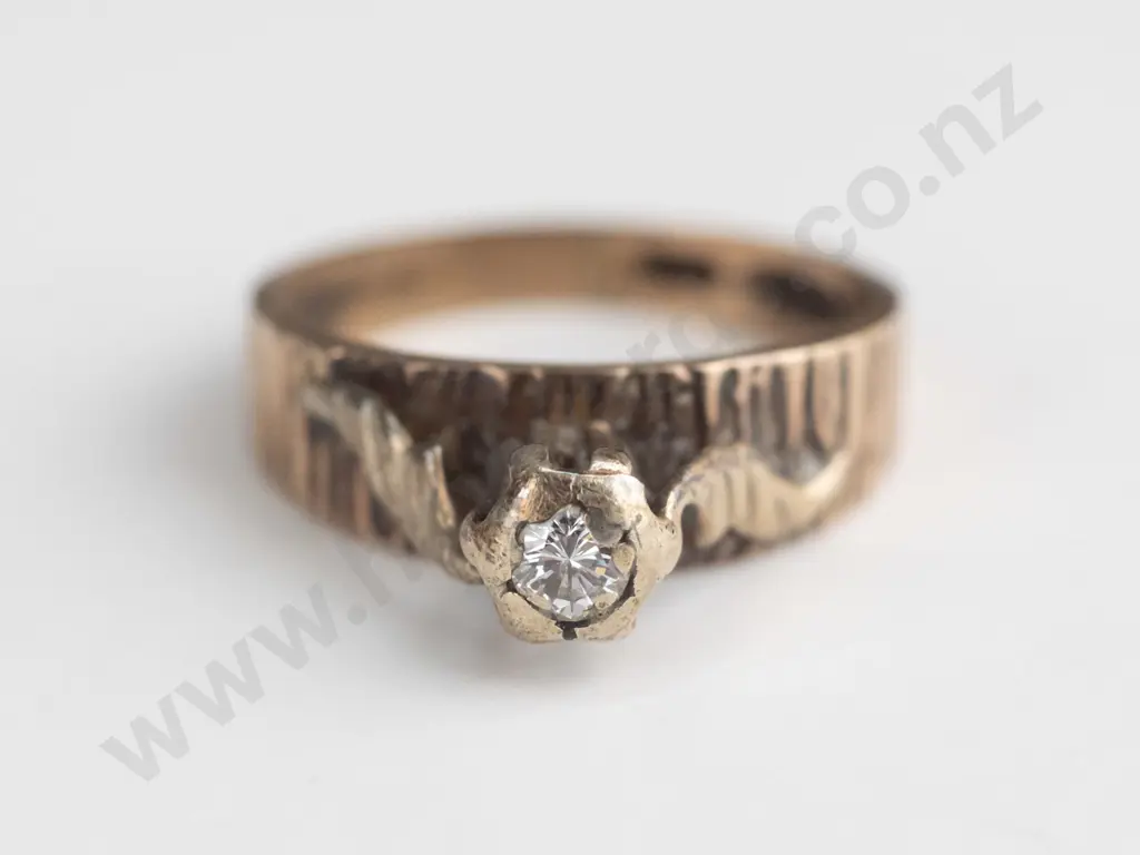 yellow gold diamond ring 1.3grms 80/100 Image 1++