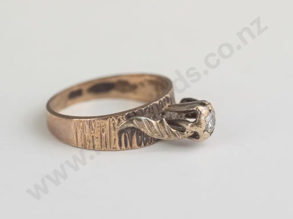 yellow gold diamond ring 1.3grms 80/100 Image 1++