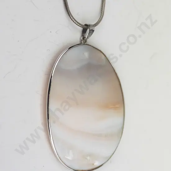 large mother of pearl necklace stamped 925