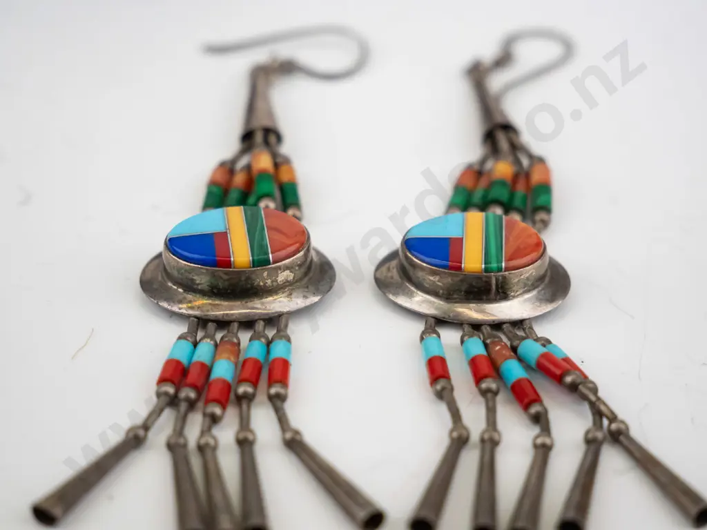 multi coloured drop earrings stamped 925 Image 1++