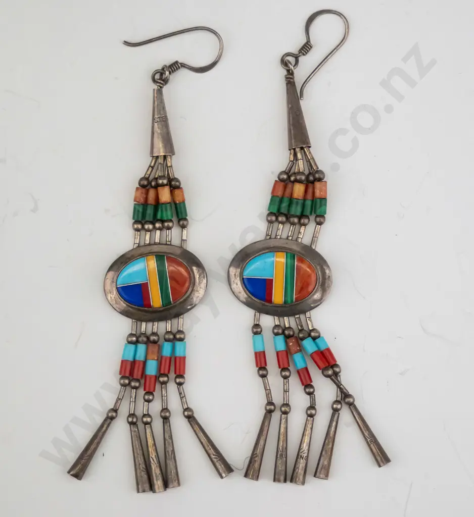 multi coloured drop earrings stamped 925 Image 1++