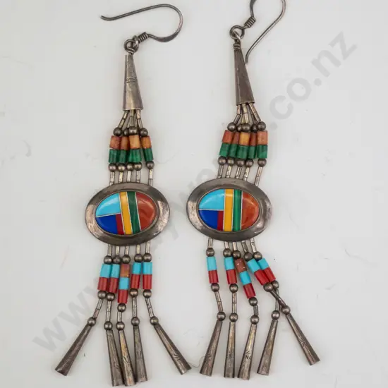 multi coloured drop earrings stamped 925