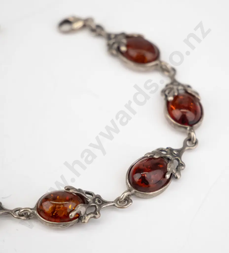 silver amber stone bracelet stamped 925 Image 1++