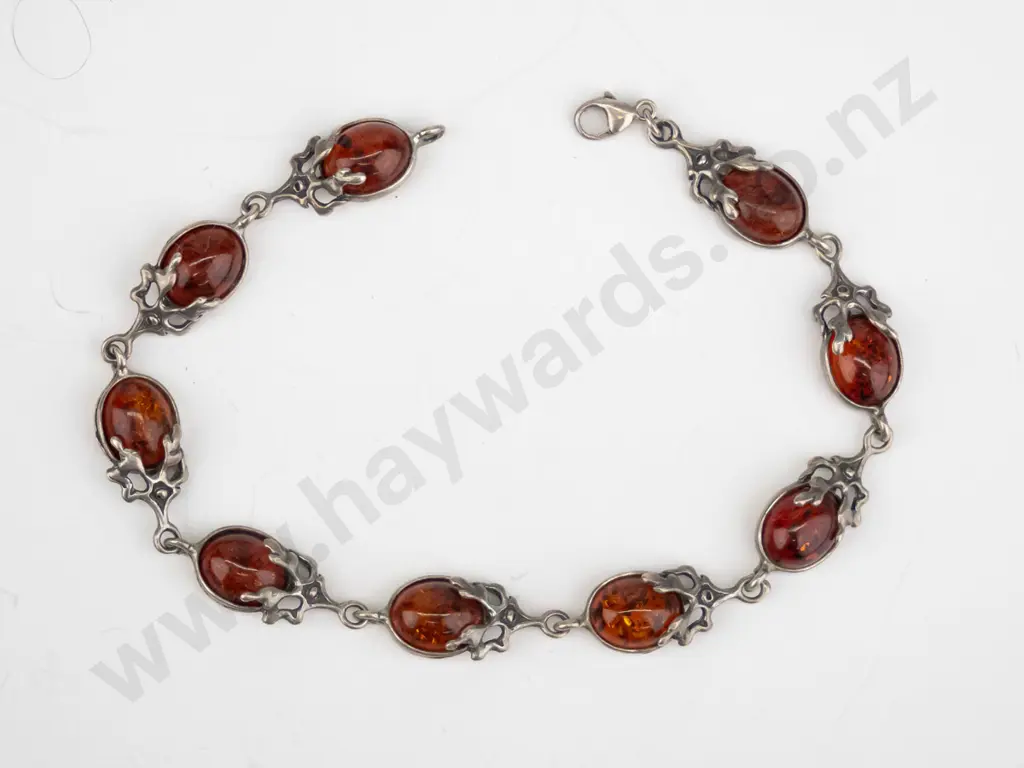 silver amber stone bracelet stamped 925 Image 1++