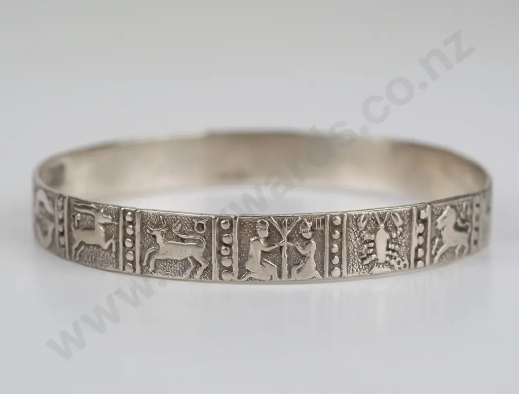 silver astrology bangle stamped sterling 925 Image 1++