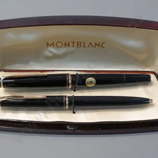 cased set of 2 Montblanc pens - fountain pen and ballpoint