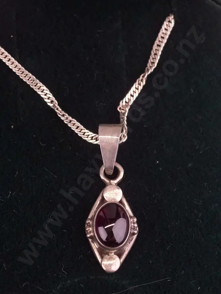 silver amethyst necklace stamped 925 Image 1++