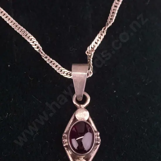 silver amethyst necklace stamped 925