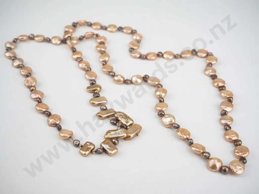 long vintage freshwater pearl necklace Image 1++