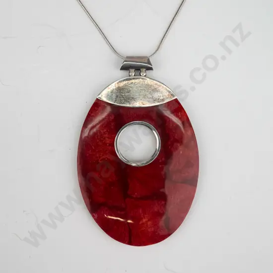 large silver necklace stamped 925