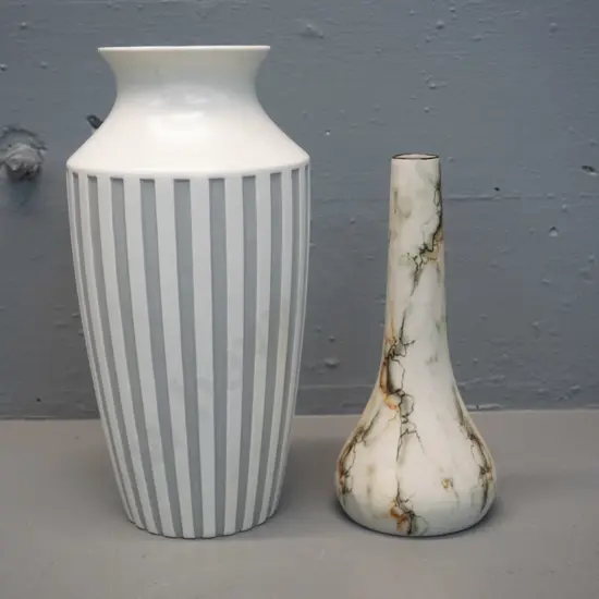 2 vases - fluted Hornsea H-285 D-150 and small matte glaze amphora bottle vase