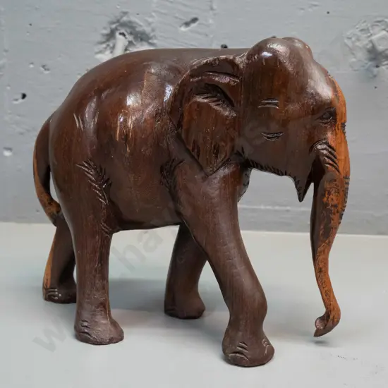 carved hardwood elephant figure - some polish loss H-210 L-250