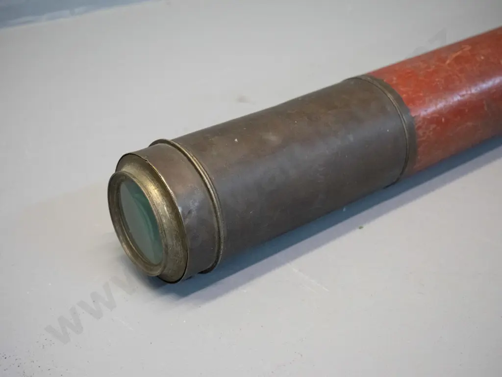 vintage mahogany and brass telescope with eyepiece shutter - engraved "JP Cutts London Day or Night" Image 1++