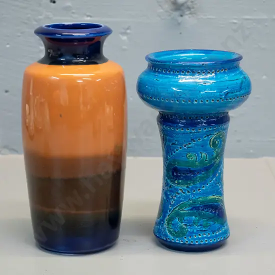 2 pottery items - Italian retro candle holder and a vase marked Phillipines H-190