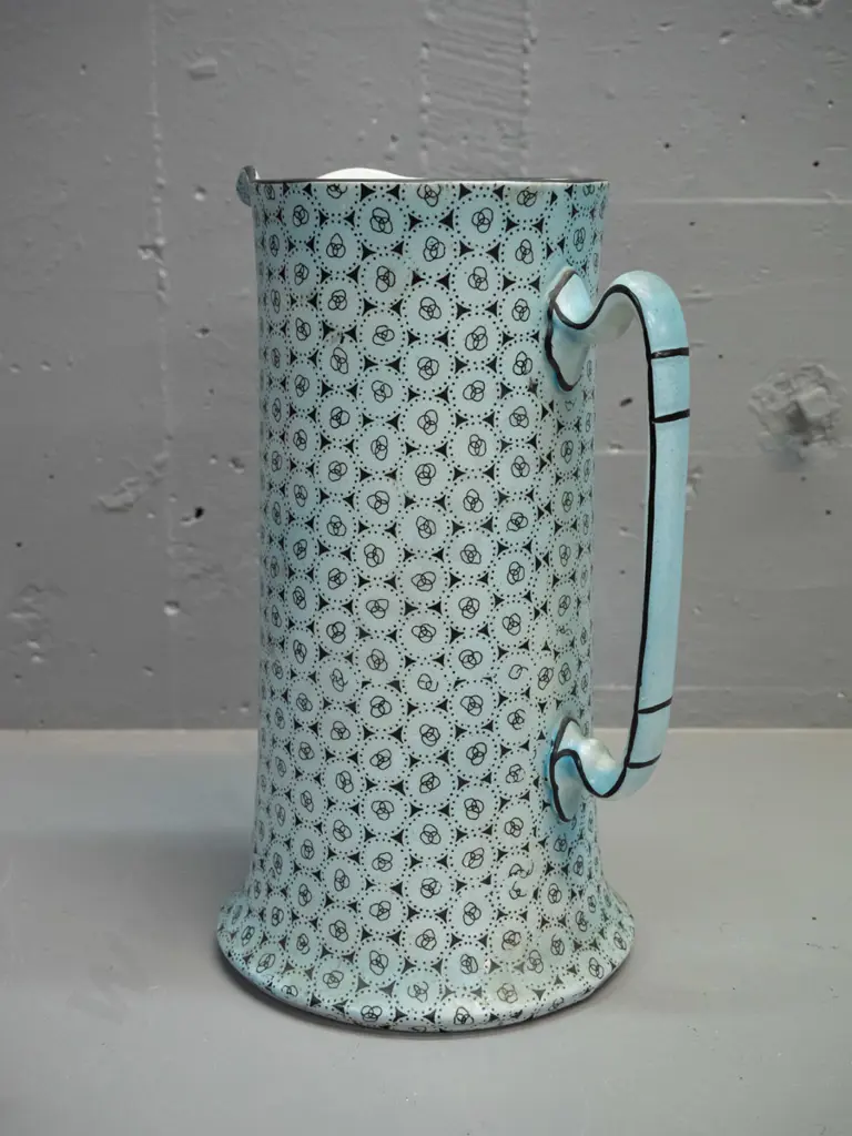 vintage deco style Burleigh Ware hand painted large jug - small area of glaze defect or rubbing H-320 W-210 at handle Image 1++