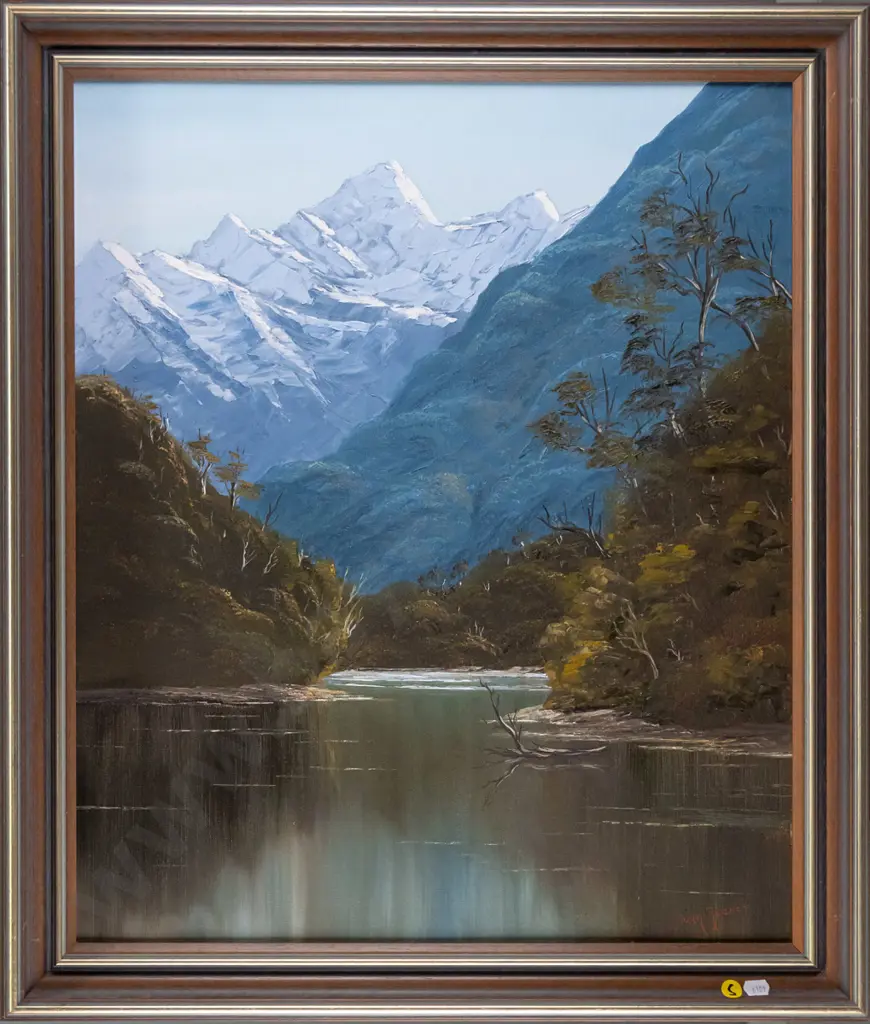 Ivan Reeves 1987 - framed oil "Mouth Of The Clinton River, At The Start Of The Milford Walk" H-590 W-490 Image 1++