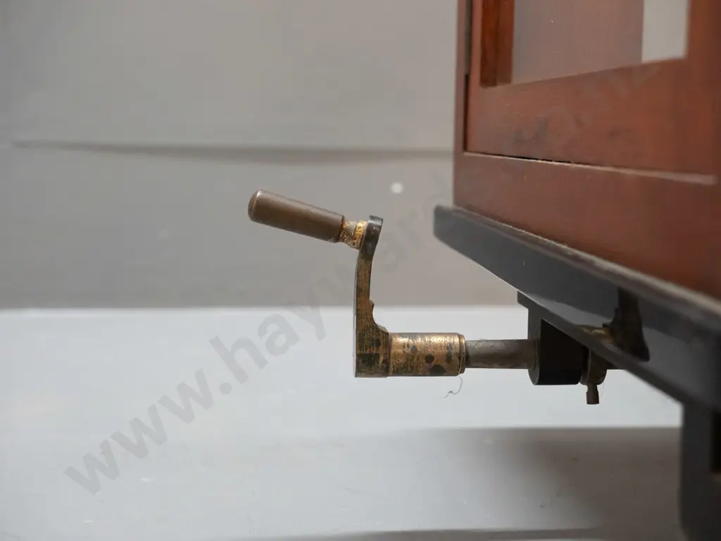 vintage Oertlin London precision balance scales in glazed mahogany case, black glass base, with weights in fitted timber Image 1++