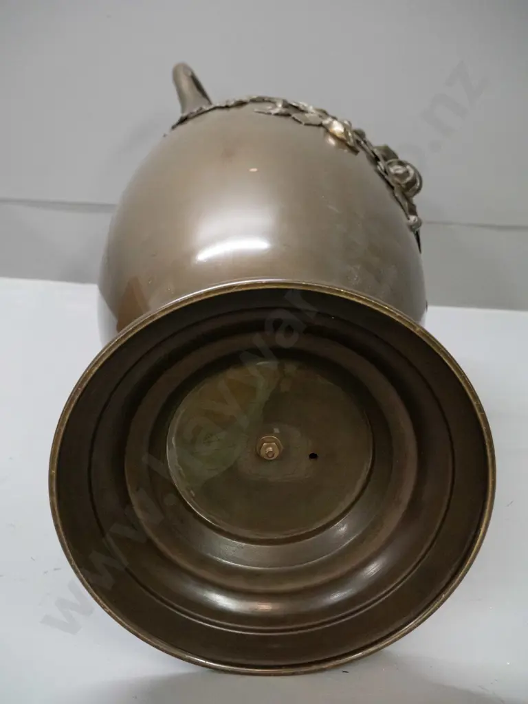 large brass double handled urn vase with relief pattern rose motifs H-740 W-330 Image 1++
