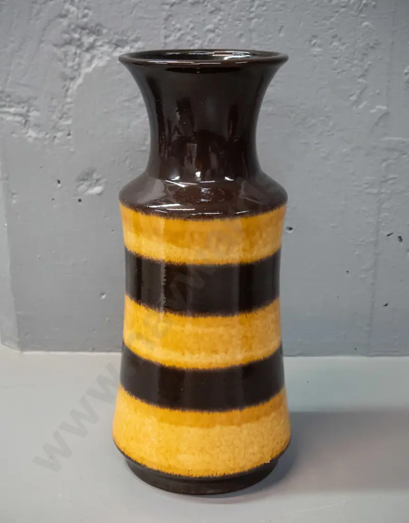 German pottery vase - mustard and brown tone bands H-300 D-120 Image 1++
