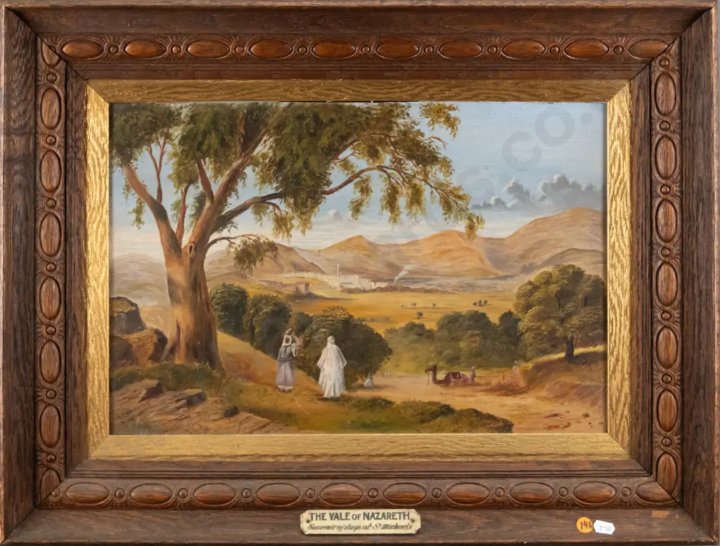 J Hollobon 1885 - framed oil "The Vale of Nazareth" H-300 W-440 Image 1++