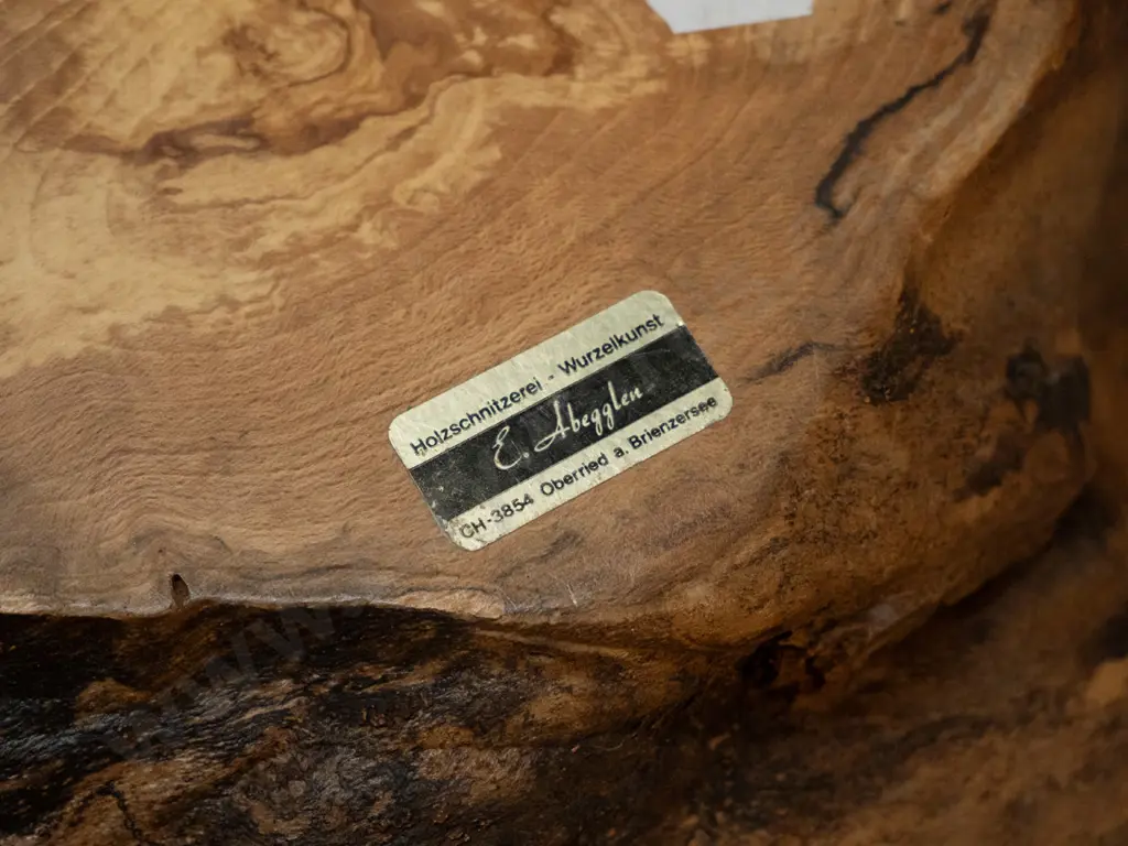 large carved timber bowl with Swiss maker's label - see photo. H-190 L-550 W-430 Image 1++