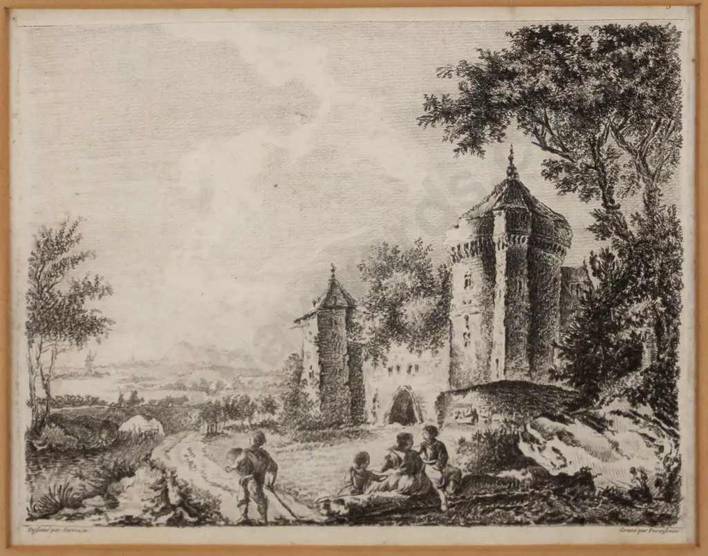framed vintage engraving H-220 W-220 Image 1++