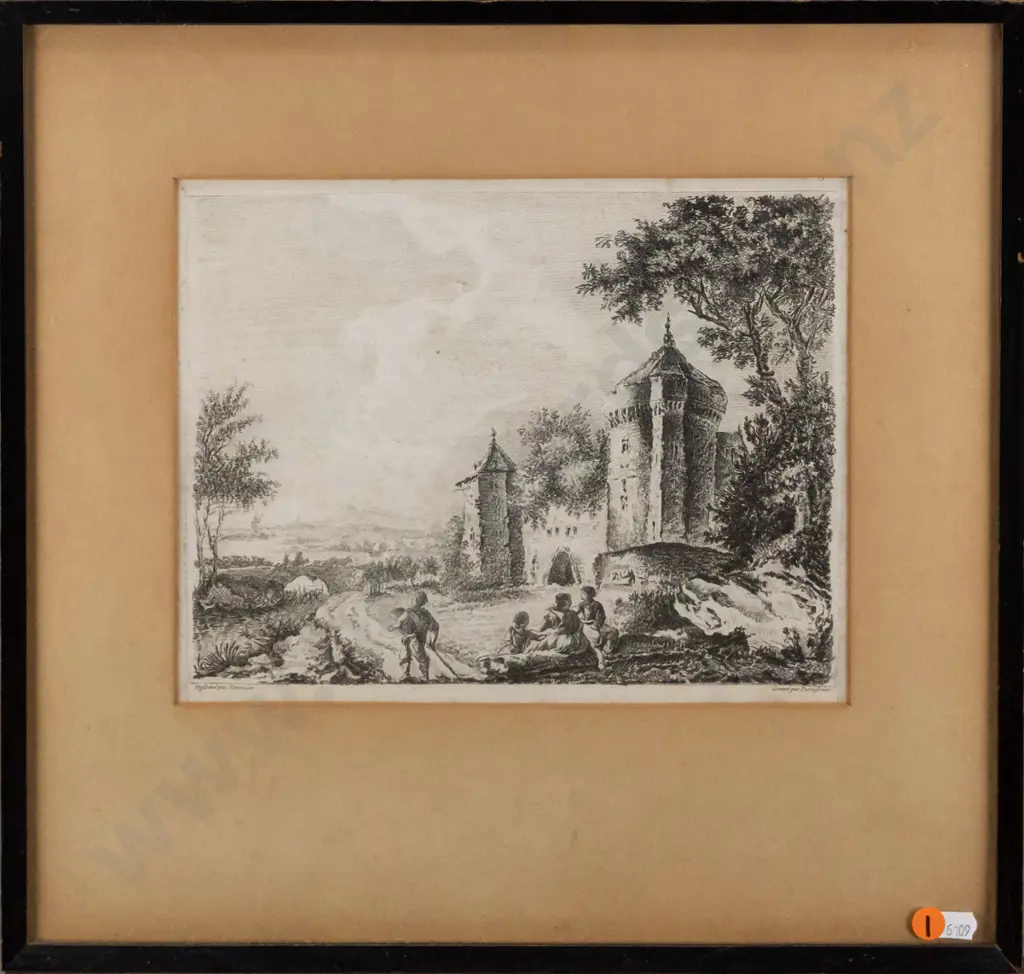 framed vintage engraving H-220 W-220 Image 1++