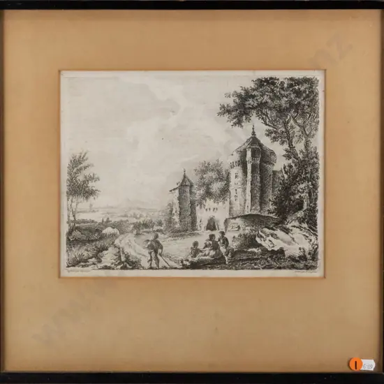 framed vintage engraving H-220 W-220