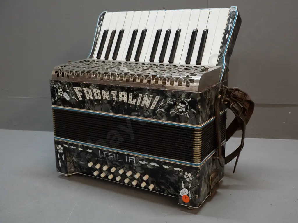 vintage Frontalini Italian compact piano accordion - wear to back, corners of bellows, etc. W-330 Image 1++