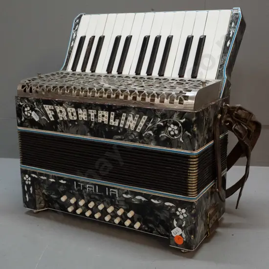 vintage Frontalini Italian compact piano accordion - wear to back, corners of bellows, etc. W-330