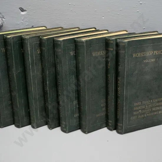 vintage 8 volume set of books - Workshop Practice for the Draughtsman, Mechanic, Pattern Maker and Foundryman - ed. by