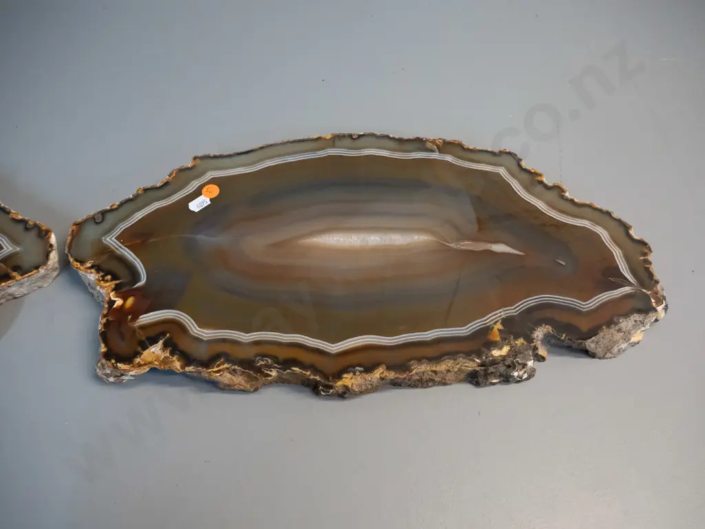 2 large heavy polished slices of agate - mirrored pair, both approximately L-450 W-230 Image 1++