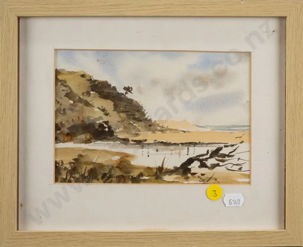framed watercolour - coastal scene H-115 W-175 Image 1++