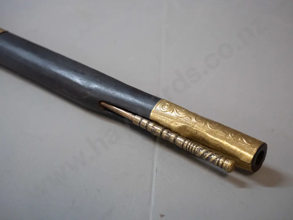 reproduction 18th century style flintlock rifle - brass decoration, ebony finish timber L-1100 Image 1++