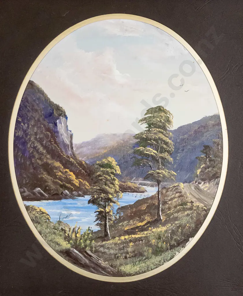 unsigned framed oil 1984 on small ornate easel "Buller River" Overall H-470 W-290 D-300 Image 1++