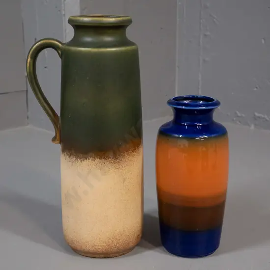 Scheurich German pottery handled vase H-285 and a Filipino vase