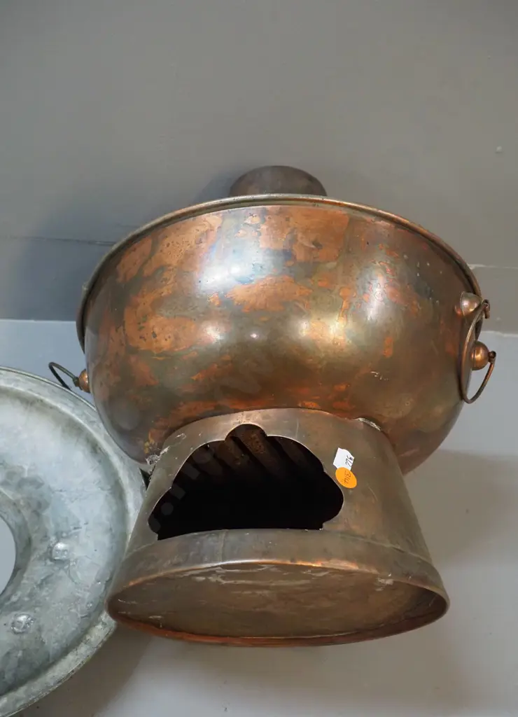 copper and brass plated metal thermette style water heater or food warmer H-360 D-320 Image 1++