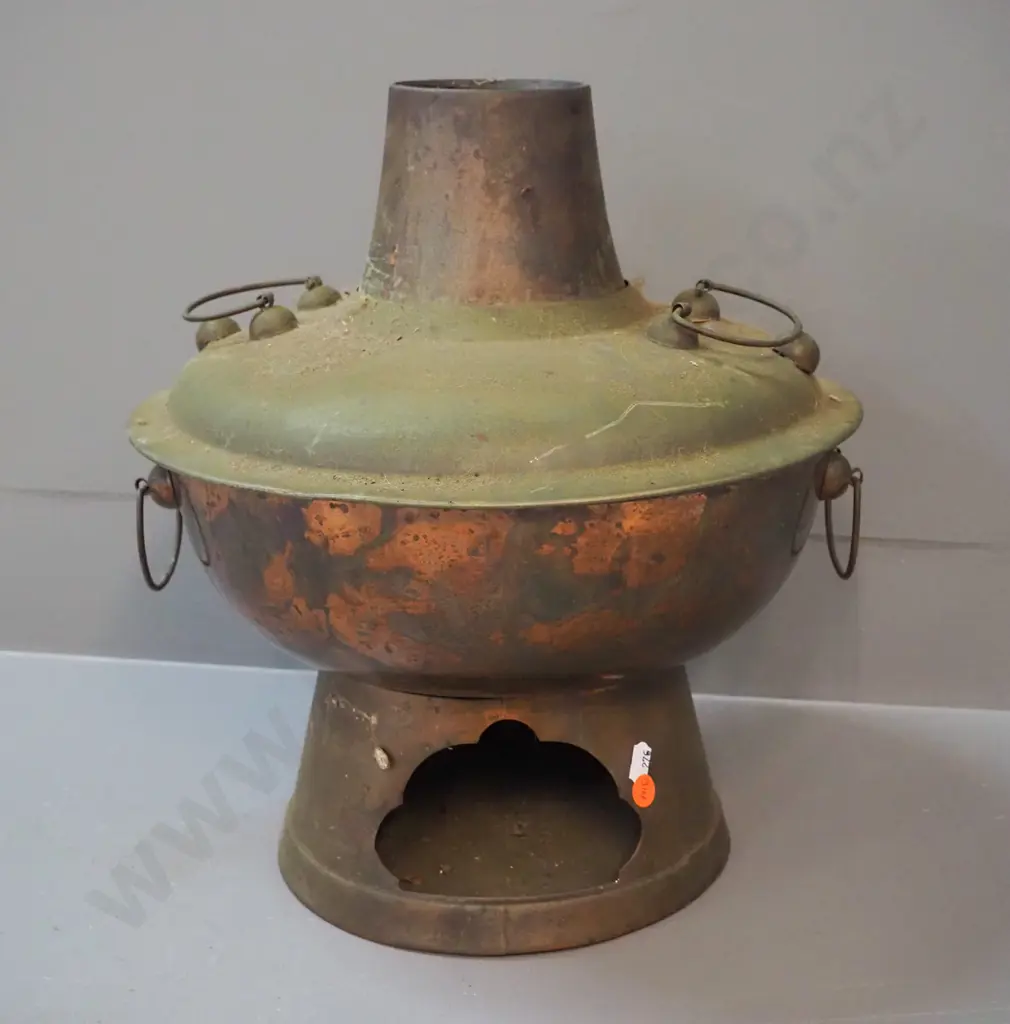 copper and brass plated metal thermette style water heater or food warmer H-360 D-320 Image 1++