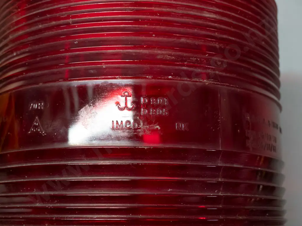 Imco red glass fresnel lens cylinder from ship's lantern - some chips around edges - H160 D-155 and a vintage clear Image 1++