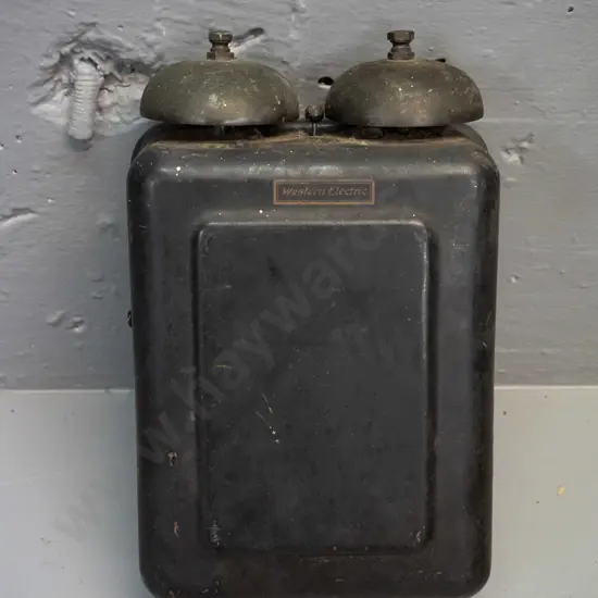 vintage metal wall mount Western Electric telephone bell casing H-230 W-150