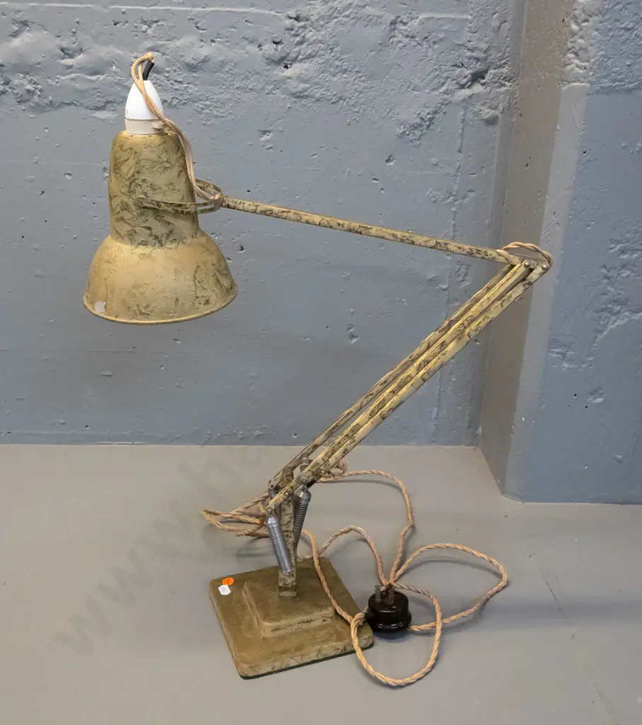 anglepoise work lamp with mottled finish - marked Mande in England - Herbert Terry? some wear and paint loss, frayed Image 1++