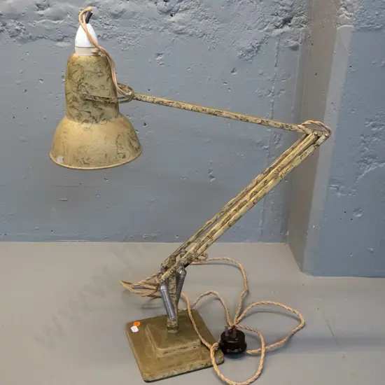 anglepoise work lamp with mottled finish - marked Mande in England - Herbert Terry? some wear and paint loss, frayed