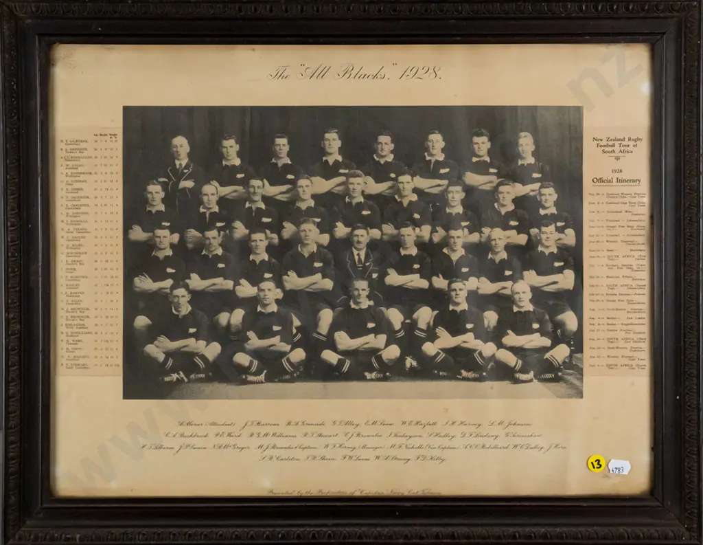 framed vintage photographic print - "All Blacks 1928" H-370 W-480 Image 1++