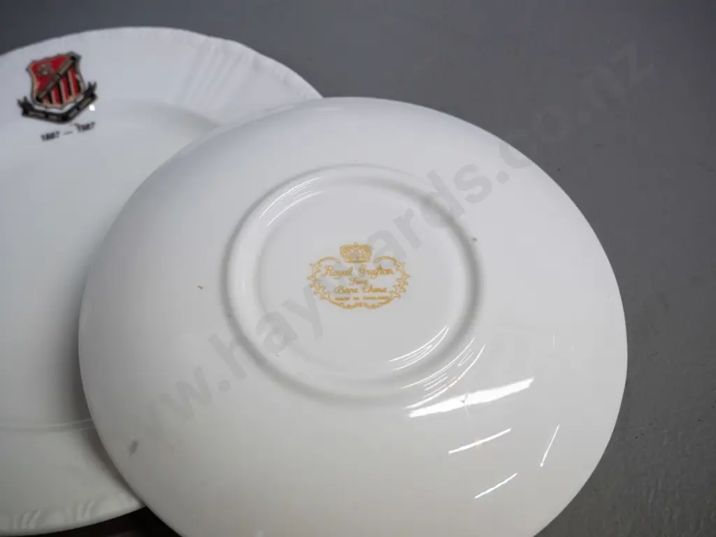 Grafton trio, cream, sugar and serving dish with Waitaki Girl's High School crest - trio is 1987 100th anniversary, Image 1++