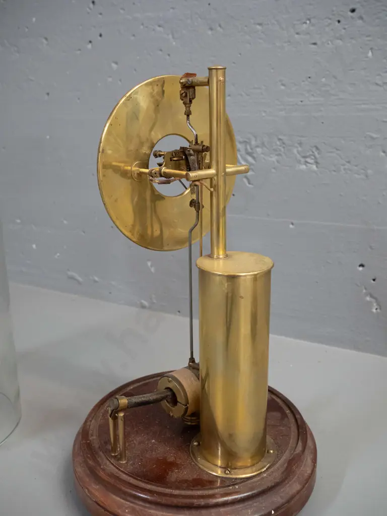 vintage Bulle French brass and glass dome clock on timber base H-460 NOT GOING Image 1++