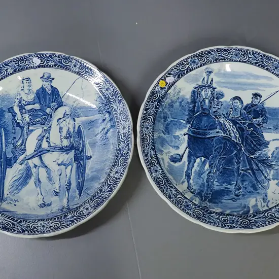 2 large Boch Delft wall chargers with hangers D-390