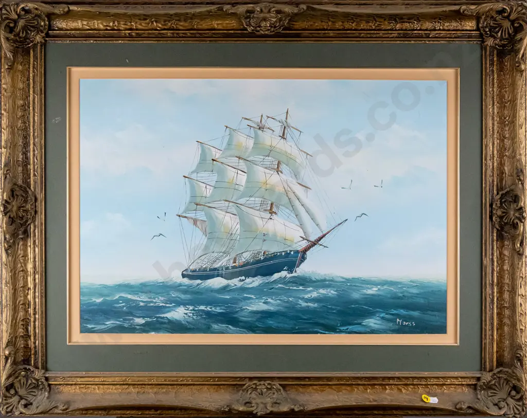 Moess - gilt framed oil - sailing ship H-400 W-570 (slight aging) Image 1++