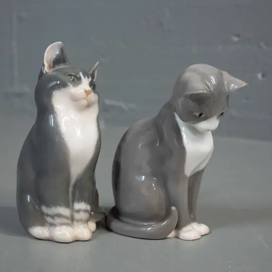 2 porcelain cat figures - Bing & Grondahl and Royal Copenhagen, both approx. H-140